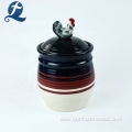 Kitchen container custom ceramic canister with rooster lid